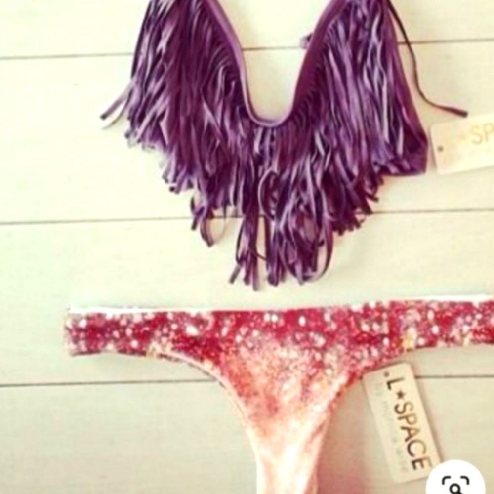 L*Space Purple Fringe Bikini Top